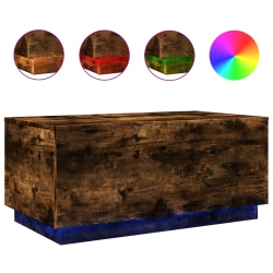 VIDAXL Coffee Table With Led Lights Smoked Oak 90X50X40 Cm