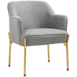 HOMCOM Fabric Accent Chair, Armchair, Modern Living Room Chair With Gold Metal Legs And Thick Padding for Bedroom In Grey