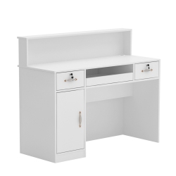 HOMSEE Reception Desk \w Counter, Retail Checkout Desk \w Lighted Display Shelf & Lockable Drawers for Salon Or Office (47.2" W X 19.7" D X 39.2