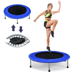 GYMAX Mini Folding 36" Trampoline Portable Recreational Fitness Rebounder In Blue
