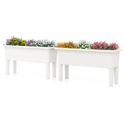 GYMAX 2 PCs Raised Garden Beds With Detachable Legs & Drainage Hole for Vegetables