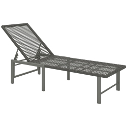 OUTSUNNY Wicker Chaise Lounge Chair Outdoor Patio Lounger \w 5 Adjustable Backrest, Rattan Reclining Sun Tanning Chair \w Steel Frame for Garden