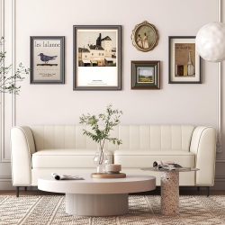 AYKAH Enigma 3 Seater Sofa, Modern Upholstered Comfortable Sofa 76" \w Channel Tufting, Armrest, Metal Legs, Perfect for Living Room Furniture Or