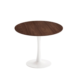 AYKAH Modern Dining Table for 2/4 - Manufactured Wood Top Round Dinng Table - Saves Space With Metal Pedestal Base for Living Room, Dining Room