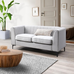 AYKAH Enigma Loveseat, Modern Upholstered Comfortable Loveseat \w Channel Tufting, Armrest, Metal Legs, Perfect for Living Room Furniture Or Bedroom