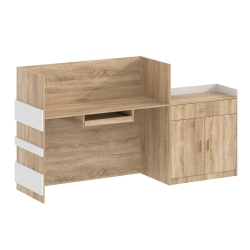 HOMSEE L-Shaped Computer Desk With Storage, Keyboard Tray, And Cabinet, Modern Office Desk (87.2" W X 25.2" D X 47.2" H), White & Oak