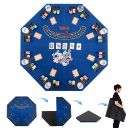 GYMAX 8-Player Portable Poker Table Top W/cup Holders & Chip Trays Carrying Bag In Blue