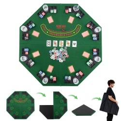 GYMAX 8-Player Portable Poker Table Top W/cup Holders & Chip Trays Carrying Bag In Green