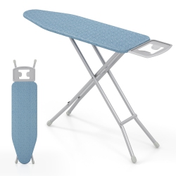 GYMAX 57" X 15" Foldable Ironing Board W/ 7-Level Height Heat-Resistant Ironing Cover In Blue