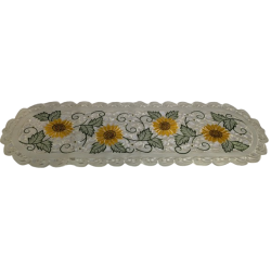 JIALLO Sunflower Embroidered Cutwork Rectangular Table Runner, 13X26 Inch Table Linen Decor, Water Resistance, Machine Wash Safe
