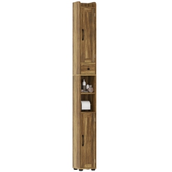 HOMCOM 73" Tall Bathroom Cabinet, Farmhouse Narrow Bathroom Storage Cabinet \w Barn Doors, Toilet Paper Roll Holder, Drawer, Freestanding Linen Tower