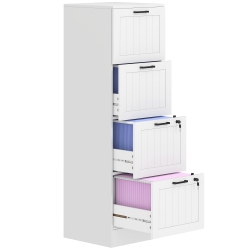 HOMCOM 4 Drawer File Cabinet \w Lock, Vertical Filing Cabinet \w Adjustable Hanging Bars for A4 And Letter Size File Folders, Printer Stand \w