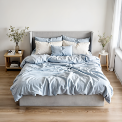 AYKAH King Size Bed Frame \w Hydraulic Storage, Upholstered Headboard, Modern Wingback Design Bed, Metal King Bed Frame \w High Headboard, No Box