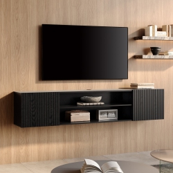 WAMPAT Wmapat 70" Floating Tv Stand for Tvs Up to 80", Modern Media Entertainment Center Console \w Storage Cabinets&doors, 2-Tier Wall Mounted Tv