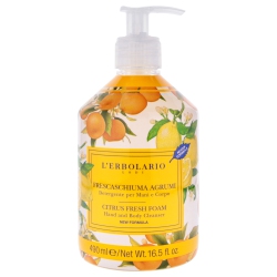 LERBOLARIO Citrus Fresh Foam Hand And Body Cleanser By for Unisex - 16.5 OZ Cleanser