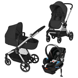 Cybex EOS Stroller + Aton 2 Infant Car Seat - Moon Black/Silver Frame