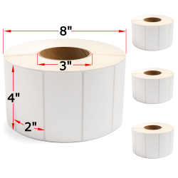 ALPHA LABEL [4 Rolls, 11500 Labels] - 4" X 2" Thermal Transfer Labels, 3” Core, 8” Od, Ribbon Required,