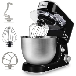 CUSIMAX 5-Quart Stand Mixer With Dough Hook Splash Guard Whisk And Flat Beater Attachments Stainless Steel In Black