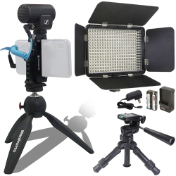 VIDPRO Sennheiser Professional Mke 200 Mobile Kit + Led Light Essential Vlogging Kit