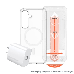 HYPERGEAR Galaxy S25+ Accessory Bundle - 20W Hub, Screen Protector, Case W/ Magsafe - Clear/clear