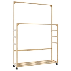 VIDAXL Clothes Rack With Shelves And Wheels 90X35X155 Cm Bamboo
