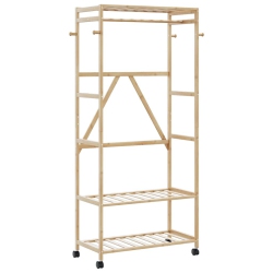 VIDAXL Clothes Rack With Shelves And Wheels 90X40X179.5 Cm Bamboo