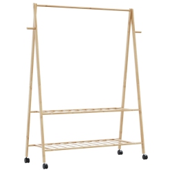VIDAXL Clothes Rack With Shelves And Wheels 132X45.5X155.5 Cm Bamboo