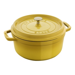 STAUB La Cocotte 3.7 L Cast Iron Round Cocotte, Citron