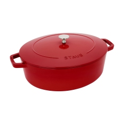 STAUB La Cocotte 6 L Cast Iron Oval Wide Oval Dutch Oven, Cherry