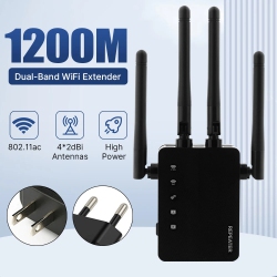 SUPERSHIELD Wireless Wifi Extender Repeater With 4 Antennas Internet Signal Booster Dual Band 5Ghz/2.4Ghz Wide Coverage for Home Hotel