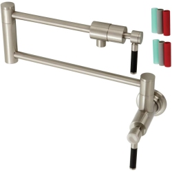 KINGSTON BRASS Ks4108Dkl Kaiser Wall Mount Pot Filler, Brushed Nickel