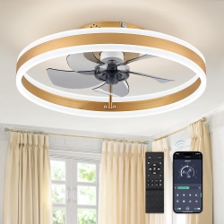 PRISMI Luxurious Low Profile Ceiling Fans \w Lights, Flush Mount Modern Ceiling Fan And Remote Control, 19.7" Led Ceiling Fans, Stepless Dimmable 3