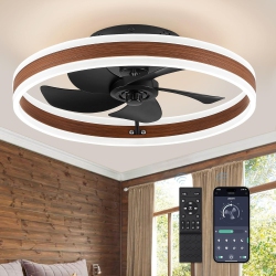 PRISMI Luxurious Low Profile Ceiling Fans \w Lights, Flush Mount Modern Ceiling Fan And Remote Control, 19.7" Led Ceiling Fans, Stepless Dimmable 3