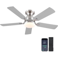 PRISMI Modern Big Ceiling Fans \w Lights- 46" Low Profile Indoor Ceiling Fan \w Light And Remote/app Control, Flush Mount, Led Dimmable Dc Reversible