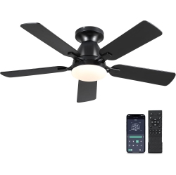 PRISMI Ceiling Fans \w Lights- 46" Low Profile Indoor Ceiling Fan \w Light And Remote/app Control, Flush Mount, Led Dimmable Dc Reversible Modern