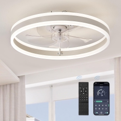 PRISMI Luxurious Low Profile Ceiling Fans \w Lights, Flush Mount Modern Ceiling Fan And Remote Control, 19.7" Led Ceiling Fans, Stepless Dimmable 3