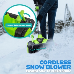 PHANTOM Snow Shovel 2 20V 13.2” Heavy-Duty Adjustable Cordless Snow Shovel With Auger Blade