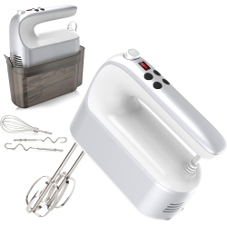 YOMELO 9-Speed Digital Hand Mixer Electric, 400W Powerful Dc Motor, Baking Mixer Handheld \w Snap-On Storage Case, Touch Button, Turbo Boost, 5
