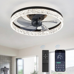 PRISMI 20" Modern Ceiling Fans \w Lights And Remote, Dimmable Low Profile Ceiling Fan, Flush Mount Ceiling Fan, Stepless Color Temperature Change And