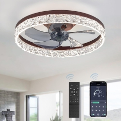 PRISMI 20" Modern Ceiling Fans \w Lights And Remote, Dimmable Low Profile Ceiling Fan, Flush Mount Ceiling Fan, Stepless Color Temperature Change And
