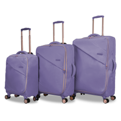 TUCCI Italy Traverso 3 PC (19", 23", 27") Travel Luggage Suitcase Set (Lilac)