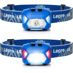 PETGINHOME Headlamp 2-Pack, 1300 Lux Ultra-Light Bright Led Headlights \w White Light, 6 Modes Waterproof Head Flashlight for Camping Running