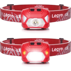 PETGINHOME Headlamp 2-Pack, 1300 Lux Ultra-Light Bright Led Headlights \w White Light, 6 Modes Waterproof Head Flashlight for Camping Running