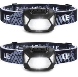 PETGINHOME Headlamp 2-Pack, 1300 Lux Ultra-Light Bright Led Headlights \w White Light, 6 Modes Waterproof Head Flashlight for Camping Running
