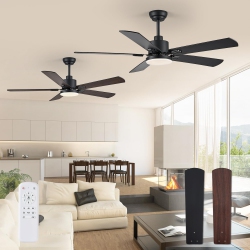 PRISMI Promo 2 Pack 52" Ceiling Fans \w Lights Modern Ceiling Fan \w Remote, Farmhouse Indoor Ceiling Fan \w Dual Finish Blades, Quiet & Strong