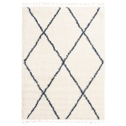 ALFRESCO DECOR Grammercy Diamond Cream Polypropylene Shag 6'7" X 9'6