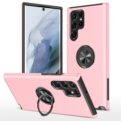 CC Topsave "hidden Series" Solid Color PC Back Combine W/inner Tpu Bumper Kickstand Armor Case for Samsung Galaxy S25 Ultra 6.9-Inch, Pink In Black