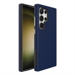 CC Topsave Triangle Pattern PC Back+Inner Tpu Dual Layer Hybrid Rugged Armor Case for Samsung Galaxy S25 Ultra 6.9-Inch In Navy Blue