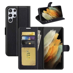 CSMART [Cs] Magnetic Card Slot Leather Folio Wallet Flip Case Cover for Samsung Galaxy S25 Ultra In Black