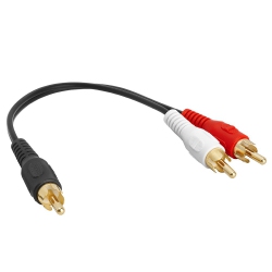 CMPLE - 1 Rca Male to 2 Rc-A Male Stereo Audio Y-Cable, 2 Rc-A Plugs to 1 Rc-A Plug Audio Stereo Subwoofer Cable